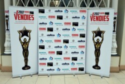 Roller banner stand graphics